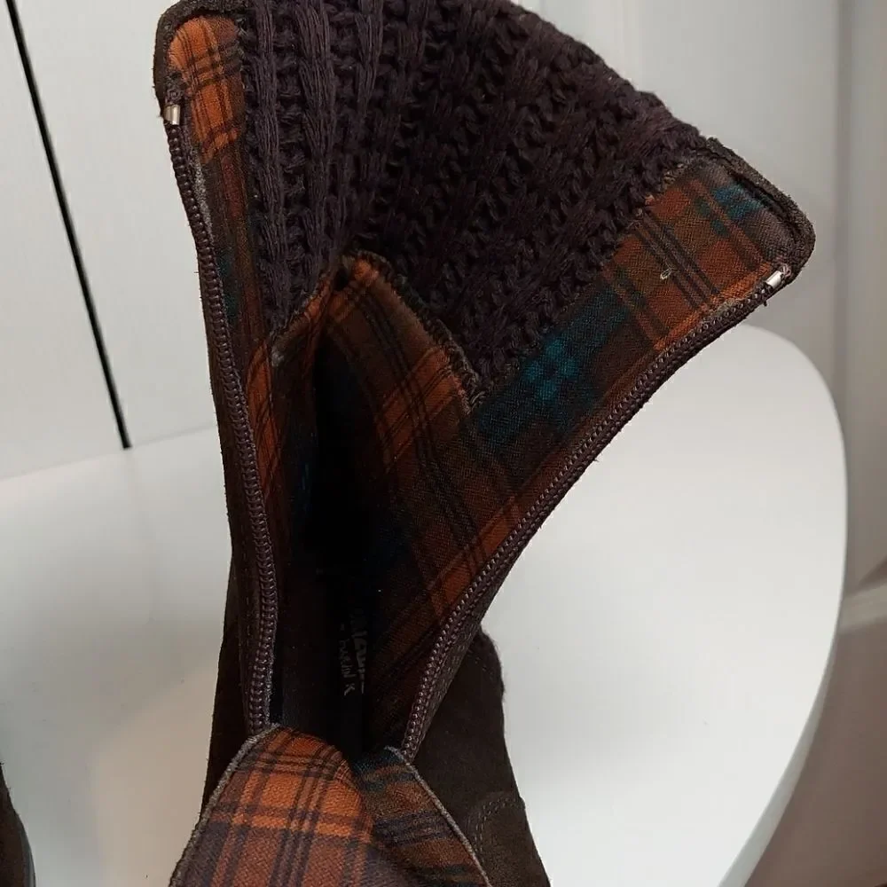Aquatalia Brown Suede Wedge Sweater Boots Sz 10